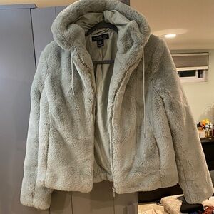 Rachel Zoe Women's Plush Gray Teddy Jacket